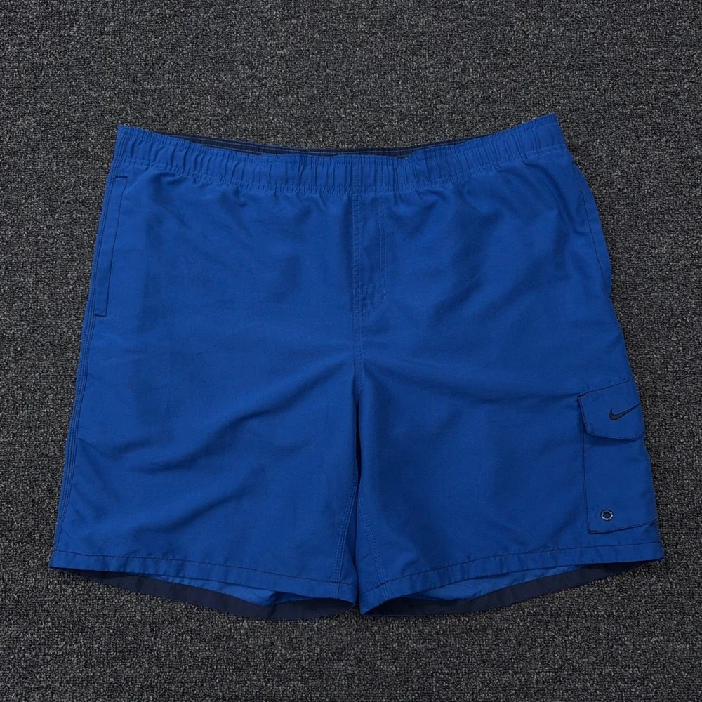 Nike Mens Swim Trunks Royal Blue‎ Cargo Pocket Mesh Lined Board Shorts XL
